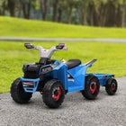 Aosom Kids 6V Battery Powered Ride-on ATV with Back Trailer - Blue-Forward, backward, and foot pedal to provide a realistic riding experience 
