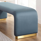 Modway Koda Performance Velvet Waterfall Long Bench - Brass/Cadet Blue-Dense Foam Padding