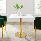 Modway Verne 35" Square Dining Table - Gold White-MDF Tabletop