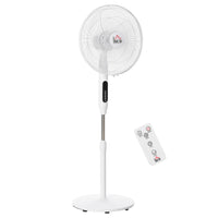 HOMCOM 54" H Pedestal Fan with Remote Control for Bedroom - White-Modern look pedestal fan fits living room, bedroom, office using 