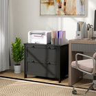 HOMCOM Lateral File Cabinet with Lock - Black-Tabletop suitable for printers, scanners, or personal items