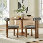 Modway Torian Boucle Fabric Dining Chair - Walnut Light Grey - Set of 2-Double-beamed Back Leg