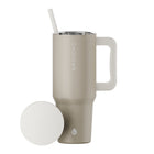 GROSCHE Aspen Insulated Water Tumbler with Handle - 40 oz. - Sand Beige-Insulated, splash-resistant straw lid