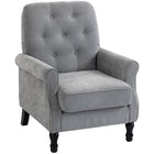 HOMCOM Mid-Century Modern Accent Chair with Thick Padded Seat for Bedroom - Grey-Thick cushion with pocket springs and high-density foam for cosy, supportive seating    
