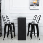 HOMCOM Industrial Bar Stools with Removable Back and Metal Frame - Black - 4 Pack-Handle hole in the middle for easy carrying and a footrest bar
