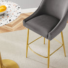Modway Discern Performance Velvet Bar Stool - Gray-Dense Foam Padding