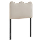 Modway Athena Stain-Resistant Performance Velvet Twin Size Headboard - Almond-Stain-Resistant Performance Velvet