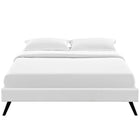 Modway Loryn Vinyl Queen Bed Frame with Round Splayed Legs - White-Non-Marking Foot Glides