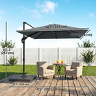 Outsunny Square Offset Cantilever Patio Umbrella with 360° Rotation - 8' x 8' - Dark Grey-Offset umbrella uses 200 gsm splash-resistant polyester for dependable sun coverage