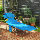 Outsunny Tanning Chair with Face Hole - 5-Level Folding Lounge Chair - Blue-Soft cushion for added comfort