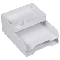JAM Paper Stackable Desktop Organizer Tray Set - 1 Top Tray & 2 Letter Trays - White-Stackable Paper Trays Full Desk Set | Colour: White