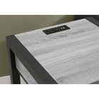 Monarch Specialties 3201 24" Contemporary Side Accent Table 2-Tier - Storage Drawer - Grey Laminate - Black Metal-Stay connected and powered up with the integrated usb port, allowing you to easily charge devices while keeping your space neat and stylish