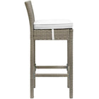 Modway Conduit Outdoor Patio Wicker Rattan Bar Stool - Light Gray White - Set of 2-Synthetic PE Rattan Weave
