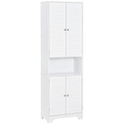HOMCOM Bathroom Storage Cabinet with Double Door and Toilet Paper Holder - White-Made of P2 grade MDF, durable and easy to clean   