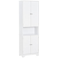 HOMCOM Bathroom Storage Cabinet with Double Door and Toilet Paper Holder - White-Made of P2 grade MDF, durable and easy to clean   