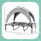 PawHut Elevated Cooling Dog Cot Bed with Canopy for Large Dogs - Light Grey-Includes travel bag for convenient portability and storage 