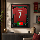 Frameworth Official FIFA World Cup 2026 Portugal Cristiano Ronaldo Framed Replica Jersey - 25.75" x 33.75"-Professionally framed in Canada, with the replica jersey mounted in a premium black frame and a clear protective front.