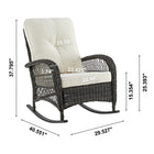 Manhattan Comfort Fruttuo 29.52" Traditional Patio Rocking Chair - Mixed Grey Weave/Cream-Unique Center Tufted Design Button