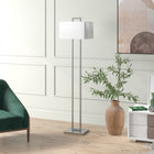 Hudson&Canal Adair 68" Tall Floor Lamp with Fabric Shade - Brushed Nickel/White-Handcrafted brushed nickel finish is applied to the candlestick metal base