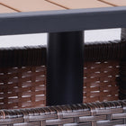 Outsunny 22" Square Steel PE Rattan Wicker Table With Umbrella Hole- Large top provide convenient space to places drinks, meals and other accessories   