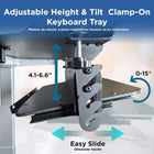 Uncaged Ergonomics KT4 Clamp-On Under Desk Keyboard Tray - Black-The KT4 slides out for typing convenience and tucks under the desk when not needed. 