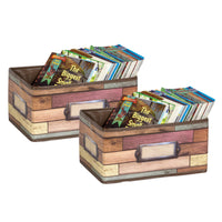 Teacher Created Resources Small Storage Bin - Reclaimed Wood Design - 2 Pack-A decorative organizers that feature a write-on/wipe-off surface for convenient labeling and easy cleaning