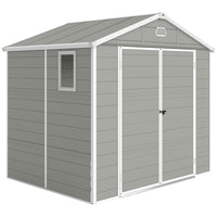 Outsunny 8' x 6' Garden Storage Shed - Grey-A dedicated storage space for garden tools, garden equipment's, swimming pool appliances etc.
