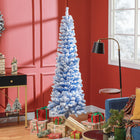 HOMCOM 6' Snow-Flocked Pencil Artifical Christmas Tree - Blue-Realistic plastic branches provide a complete and lush look 