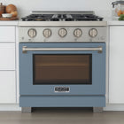 Kucht 30" KFX-X Series Pro Style Natural Gas Range - Stainless Steel/Light Blue-Product dimensions 27.75" L x 30" W x 36" H