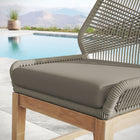 Modway Wellspring Outdoor Patio Teak and Rope Counter Stool - Light Gray Greige-Teak Wood Base
