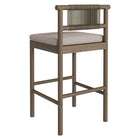 Modway Eleni Outdoor Teak Wood Bar Stools 2-Piece Set - Weathered Grey/Pebble-7