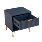 Manhattan Comfort DUMBO 20.07" Modern 1-Drawer Nightstand 2-Piece Set - Midnight Blue-Perfect for Bedside Storage, Lamps or Display Items