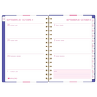 HilroyMahjong 15-Month Weekly Monthly Small Planner - 6-3/8" H x 6-1/4" W - Purple - Bilingual-One week per two page spread has ruled planning space