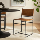 Modway Thatcher Leather and Metal Dining Chair - Tan-Adjustable Levelers