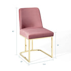 Modway Amplify Sled Base Performance Velvet Dining Side Chair - Gold/Dusty Rose-Performance Velvet Polyester Upholstery