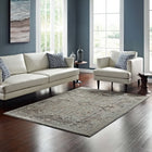 Modway Enye Distressed Vintage Floral Lattice Area Rug - 5 ft W x 8 ft L - Brown/Silver Blue-Tight Low Pile Weave