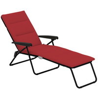 Outsunny Folding Lounge Chair with Cushion - Adjustable Back - Wine Red-Suitable for outdoor park, garden, patio, poolside, conservatory, beach, and more