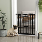 PawHut Pressure-Mounted Dog Gate Auto-Close for 29"-31.5" Wide - Black-Door auto-shuts below 90°, remains open when less than 30°