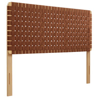 Modway Sparta Weave Vegan Leather Queen Headboard - Natural Brown-Queen Size Headboard Only