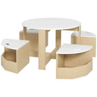 Qaba 5 Piece Kids Table & Chair Set with Storage for Kids Room- White-The 5-piece set accommodates multiple children for group activities
