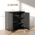 HOMCOM 30.7" Fluted Sideboard Buffet Cabinet with Push-to-Open Door - Distressed Black Grey-Works as coffee bar cabinet, living room cabinet, dining buffet or entryway cabinet