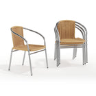 Flash Furniture Rattan Indoor-Outdoor Restaurant Stack Chair, Beige, 4 Pack (4-TLH-020-BGE-GG)-Set of 4 Stackable Cafe Chairs