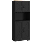 HOMCOM 68" H Kitchen Pantry Cabinet with Microwave Oven Countertop - Black-Two cabinets with five inner layers 