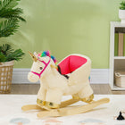 Qaba Toddlers Unicorn Rocking Horse with Sounds and Safety Belt-Neighing sounds engage children's auditory senses for realistic fun 