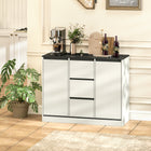 HOMCOM 39.4" L Sideboard Buffet Cabinet with Soft Close Doors - White Wood Grain-Features 3-level adjustable shelves inside cabinets to customize your storage space