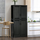 HOMCOM 71" H Kitchen Pantry Cabinet with 4 Hinged Doors and Adjustable Shelves - Black-5-tier shelving gives you lots of space in your kitchen, living room and more 