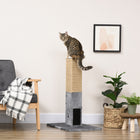 PawHut 31" Cat Scratching Post - Grey-Jute-wrapped upper post saves furniture from scratches 