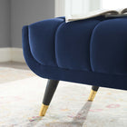 Modway Adept 47.5" Performance Velvet Bench - Midnight Blue-Splayed Black Birchwood Frame