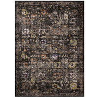 Modway Minu Distressed Floral Lattice Area Rug - 4 ft W x 6 ft L - Black Yellow/Orange-Distressed Floral Lattice Area Rug
