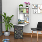 HOMCOM 23.5" Wall Mounted Table Fold Out Convertible Desk - White and Black-Folds away neatly to save space when not in use
